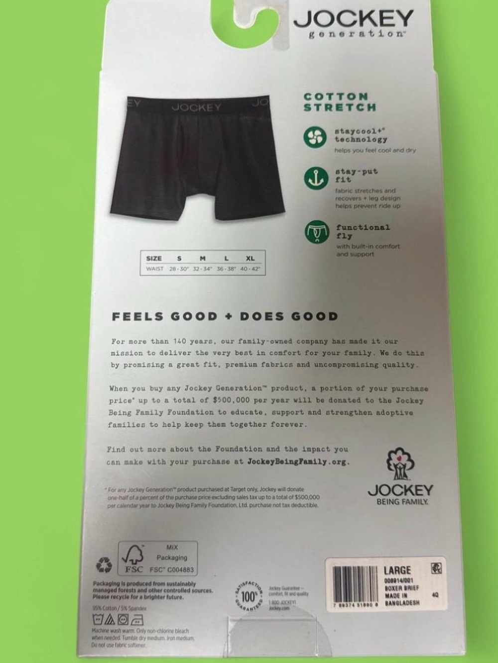 Jockey Black Cotton Stretch Boxer Briefs - 3 Pack - Picture 3 of 3